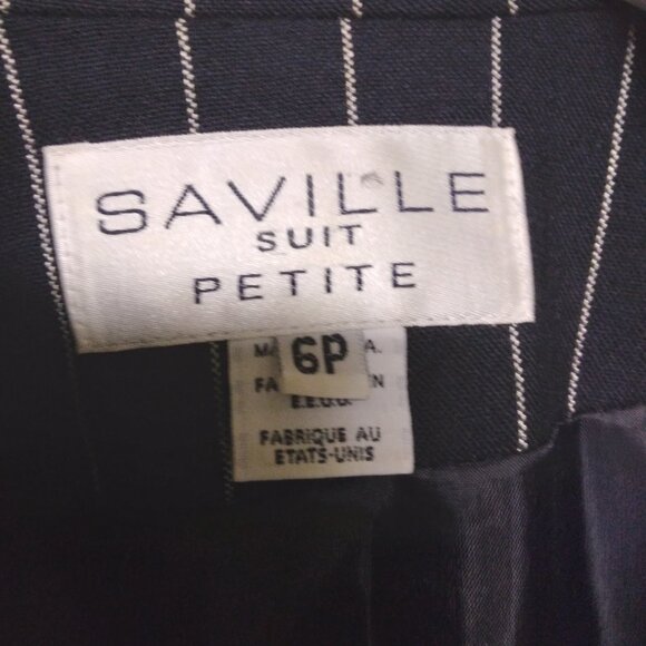 Saville (classic/vintage) Petite Pinstripe Ladies Suit, Navy Blue, 6P - Picture 4 of 10
